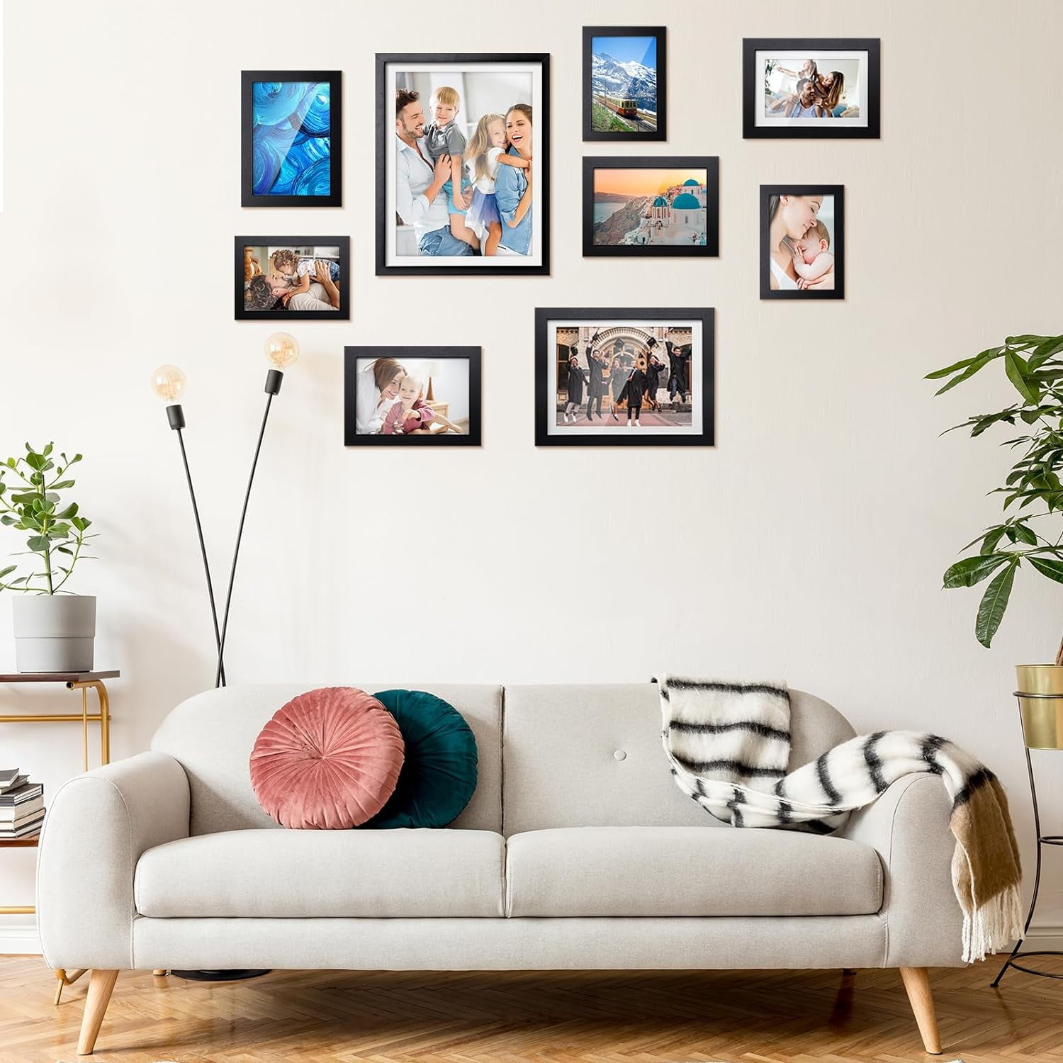 Cozymood 6 pack Black Composite Wood Picture Frames, 8 x 10 Gallery Wall Frame Set