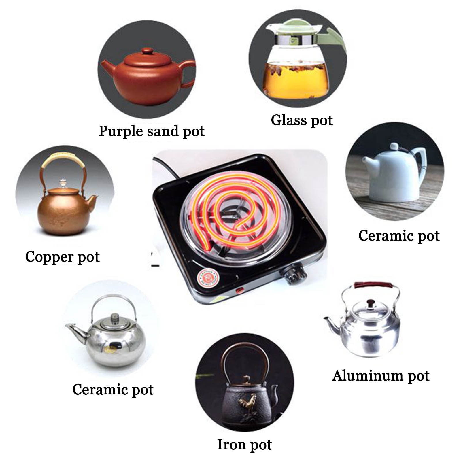 Cadorn 220V - 230V Black Multifunctional Electric Stove for Heating & More