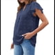 thumbnail image 3 of Blusa de Mujer con Cuello en V y Mangas con Volantes, Blusas Holgadas, Elegantes, Casuales, Lindas, para Verano Azul Marino L, 3 of 9