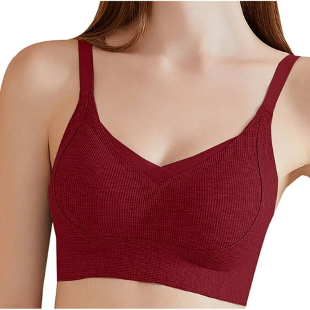 Gnurob Womens Seamless Deep V Bras No Underwire Bralettes Lace Sheer Brassiere Adjustable Strap Underwear Push Up Bra Wireless Bralette Everyday Sports Wear Clearance Saving Wine Medium