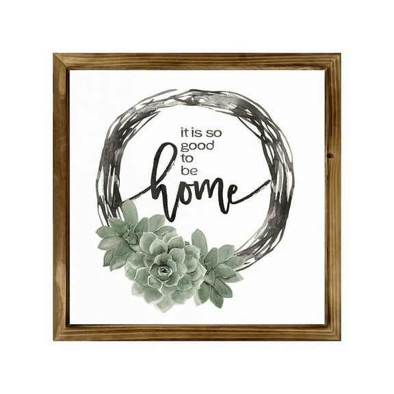 Eveokoki Good To Be Home Square Rustic Wood Signs,Vintage Wooden Farmhouse Plaque, Large Wood Framed Wall Hanging Decor 16"