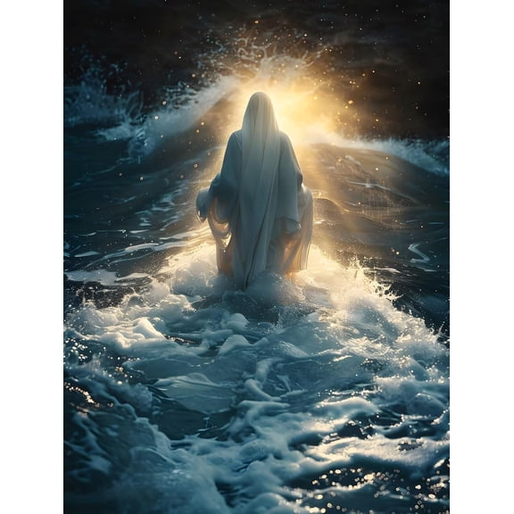 Jigsaw Puzzle 1000 Pieces for Adults Jesus Walking Ocean Waves Ideal Gift and Home Decor Challenging Puzzle Experience 29.5 x 20 In