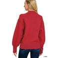 thumbnail image 2 of Zenana Women's Elegant Relaxed Fit Long Sleeve Exposed Seam Low Mock Neck Light Sweater, 2 of 5