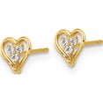 thumbnail image 2 of 14K Yellow Gold Dazzling, Timeless Cubic Zirconia (Cz) White 6 Polished Three Cz Open Heart Post Earrings, 2 of 3