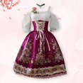 thumbnail image 3 of Xijirk Women's Dirndl Dress Traditional Bavarian Square Neck Lace Up Front Cold Shoulder Puff Half Sleeve Floral Print Midi Floral Decor for Oktoberfest Themed Party Cosplay,M, 3 of 3