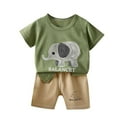 thumbnail image 2 of Penkiiy Kids Summer Animal Print Outfit 2-Piece Set - Ultra-Soft & Breathable Cotton T-Shirt + Shorts for Boys & Girls, 2 of 3