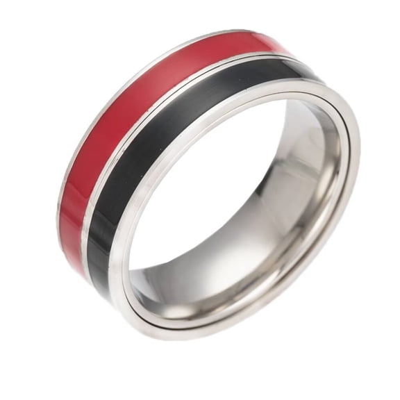 HIJONES Women Men's Ring Stainless Steel Rings Personality Jewelry Black Red Size 7