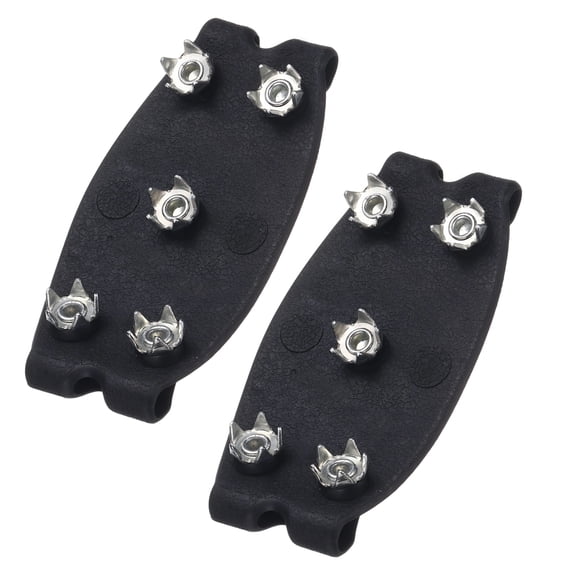 Crampons Traction Cleats, Anti-Skid Traction Grips Crampons Spikes 5 Point Cleats Shoe Covers for Women Men Fit For(Winter Walking/Jogging/Climbing/Hiking),2 Pcs & Black