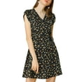 thumbnail image 6 of MODA NOVA Juniors Floral Crossover V Neck Petal Sleeves Belted Dress, 6 of 6