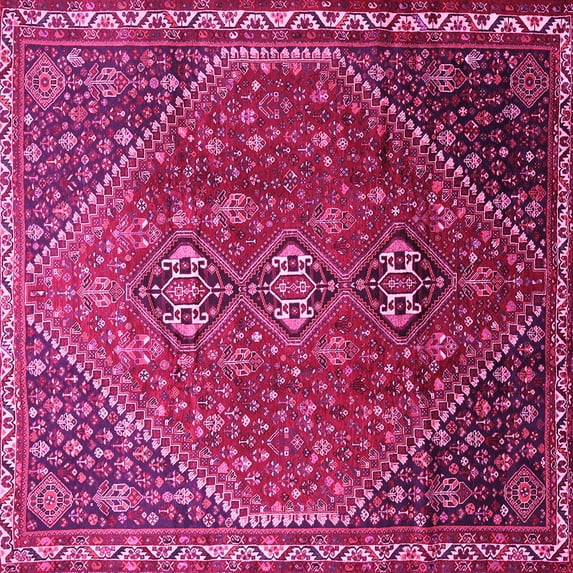 Ahgly Company Indoor Square Persian Pink Traditional Area Rugs, 6' Square