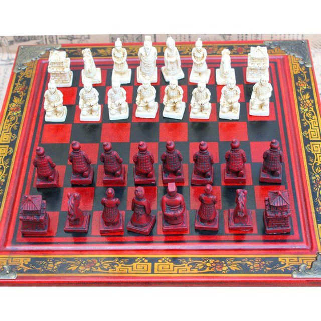 thinsony Vintage Wooden Chinese Chess Board Table Games Set Gift Collectibles