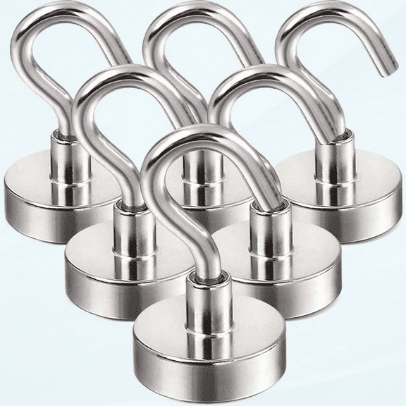 Magnetic Hooks, 25Lbs Strong Heavy Duty Cruise Magnet S-Hooks for Classroom, Fridge, Hanging, Cabins, Grill, Kitchen, Garage, Workplace and Office etc, (6 Pack-Silver),Screw in Hooks