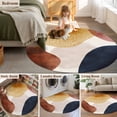 thumbnail image 4 of Round Rug 5ft Area Rug,Mid Century Abstract Geometric Area Rugs for Living Room Bedroom,Color Block Terracotta Aesthetic Floor Mat Non-Slip Non-Shedding Carpet Indoor Accent Rugs, 4 of 9