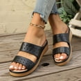 thumbnail image 5 of LOVZFMLL Wedge Sandals for Women Two Straps Slip On Open Toe Comfort Walking Clogs with Arch Support Casual Summer Beach Vacation Shoes Black 6, 5 of 7