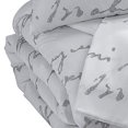 thumbnail image 4 of Benjara BM227610 Ensemble de Couette Très Grand en Tissu 3 Pcs avec Imprimé Script, Blanc & Gris, 4 of 5