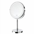 thumbnail image 2 of Lighted Makeup Mirror, 8" Rechargeable Double Sided Magnifying Mirror with 3 Colors, 1x/10x 360Â° Rotation Touch Screen Vanity Mirror, Brightness Adjustable Magnification Cosmetic Light up Mirror, 2 of 4