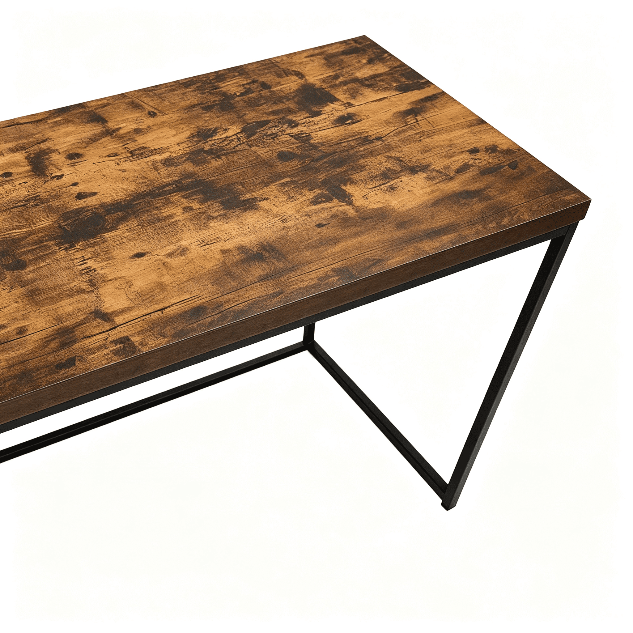Astoutdoor Industrial Writing Desk, Weathered Oak Finish, Black Metal Frame