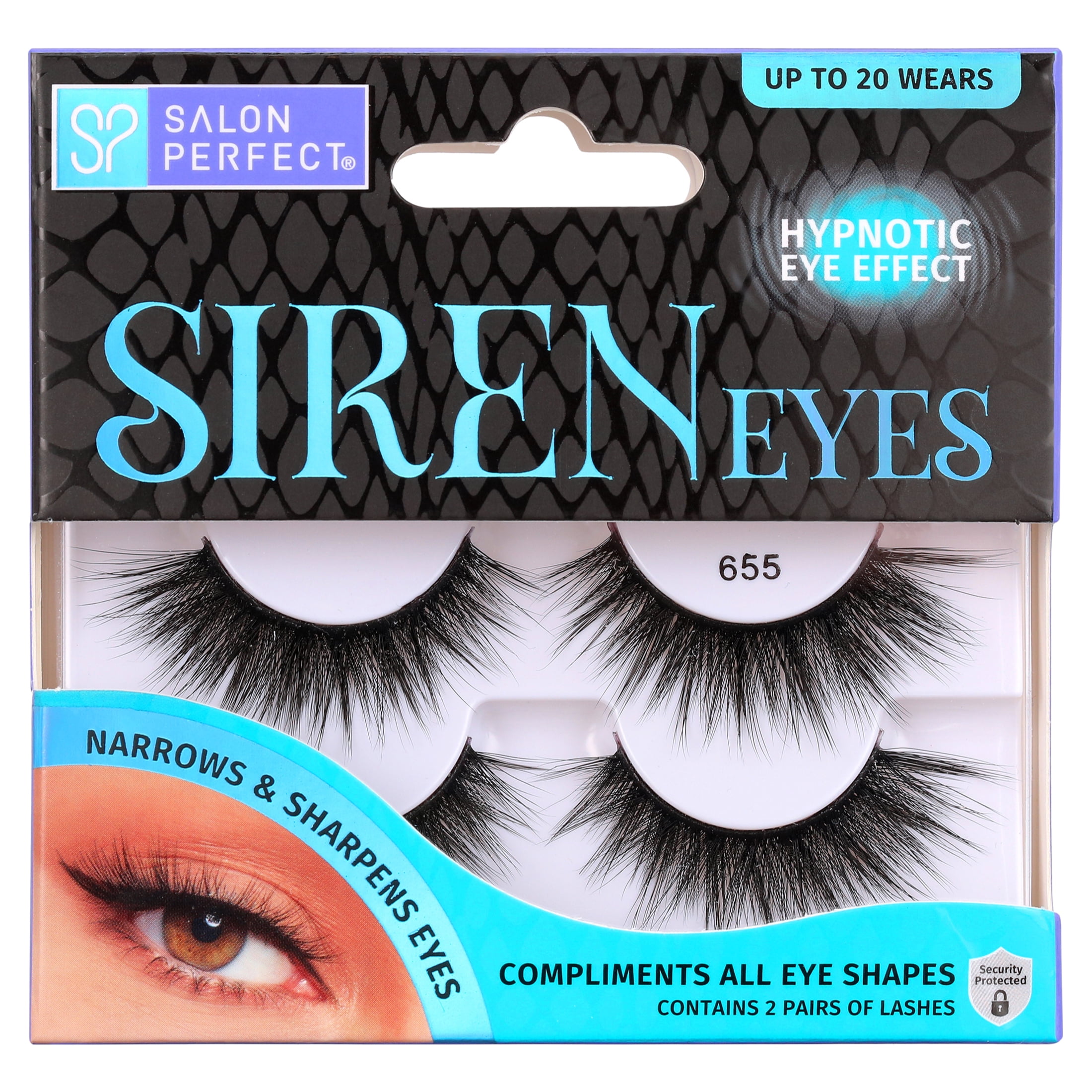(2 pack) Salon Perfect Siren Eyes 655 Lash, 2 Pairs black false eyelashes