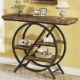 thumbnail image 6 of 3-Tier Console Table - Unique Rectangular Wood & Round Metal Frame Design, 1.58" Thick MDF Top, 350lb Capacity - for Entryway, Sofa Behind & Living Room, 6 of 8