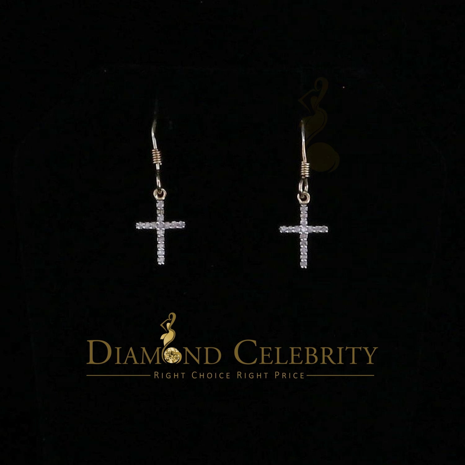 Diamond Celebrity's 0.15ct Diamond 925 Sterling Silver Yellow Dangling Stud Earring For Men / Women