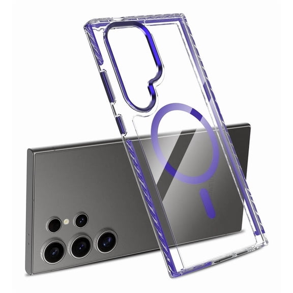 Rosebono Compatible With Samsung Galaxy S24 Ultra Case, Compatible with MagSafe Hybrid Gradient Transparent Soft TPU Clear Skin Cover Protection Case (Purple)