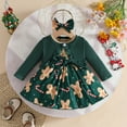 thumbnail image 3 of iiniim Infant Baby Girls Santa Claus 3pcs Christmas Outfit Set Newborn Dresses Dark Green 18-24M, 3 of 7
