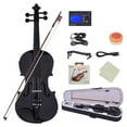 thumbnail image 2 of Canddidliike 4/4 Solid Wood EQ Violin Beginners Kit with Case, Bow, Shoulder Rest, Tuner and Connecting Wire Cloth - Black, 2 of 8