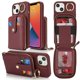thumbnail image 1 of For iPhone 14 13 Case with Zipper Pouch Ring Kickstand Strap Litchi Texture PU + TPU Phone Cover - R, 1 of 5