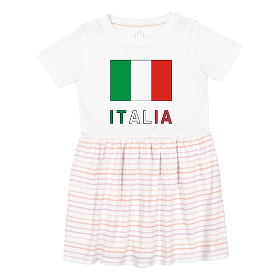 Inktastic Italy Flag & Italia Black Border Girls Toddler Dress