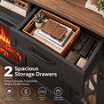 thumbnail image 6 of PAPROOS 59" Fireplace TV Stand for TVs up to 65", Farmhouse Entertainment Center with 23" Electric Fireplace, Drawers & Glass Cabinets, Black, 6 of 10