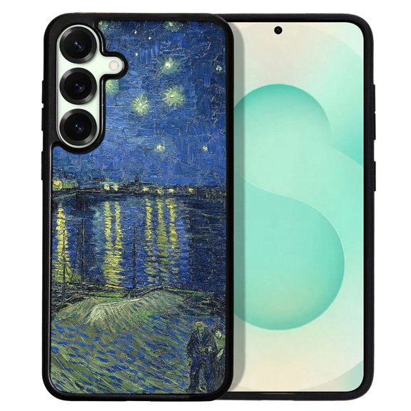 WIRESTER Shockproof Soft Rubber Cover Case for Samsung Galaxy S25 / S25 Plus 6.7" 2025, Starry Night Over The Rhone