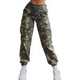 thumbnail image 4 of Women's Camo Cargo Pants High Waist Sweatpants Wide Leg Jogger Pants Work Pants, 4 of 7