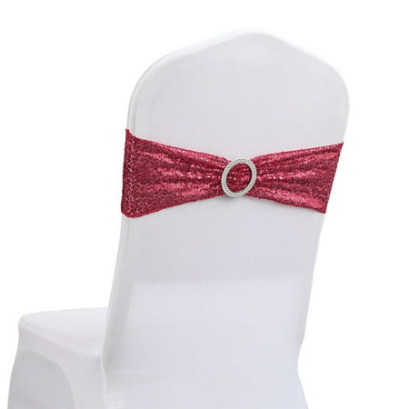 

Holiday Party Decorative Chair Cover Bow Back Flower Elastic Bandage Sequin Bandage Party Decorations for Girls 10th Birthday