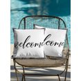 thumbnail image 4 of Outdoor Pillows Waterproof, White Welcome Bedding Throw Pillows with Insert for Couch Sofa Bed, Modern Minimalist Black Striped Border 16x16 Inch Pillowcases Decorative Camping Patio Pillow Set of 2, 4 of 8