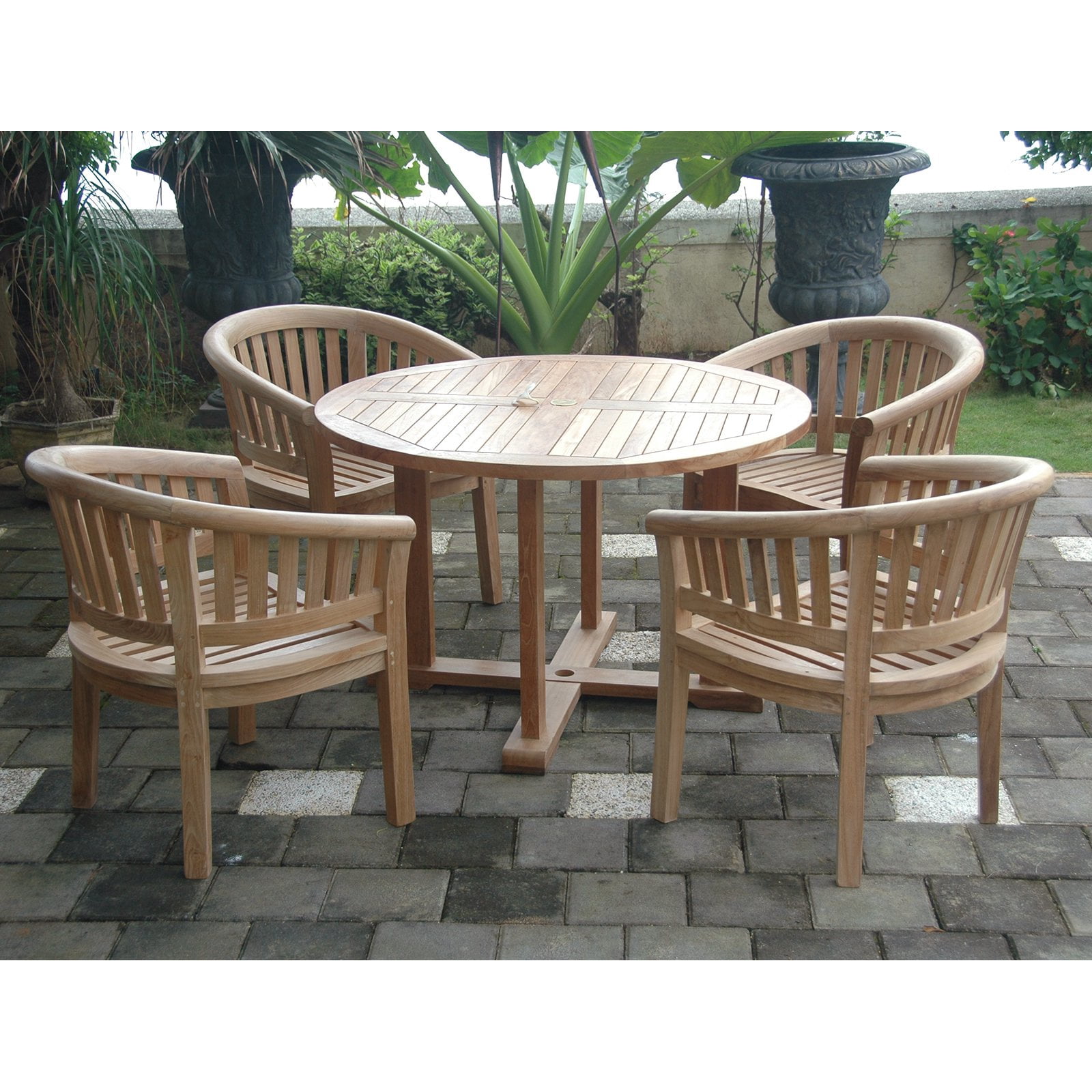 Anderson Teak Curve 5 Piece Patio Dining Set Walmart Com Walmart Com