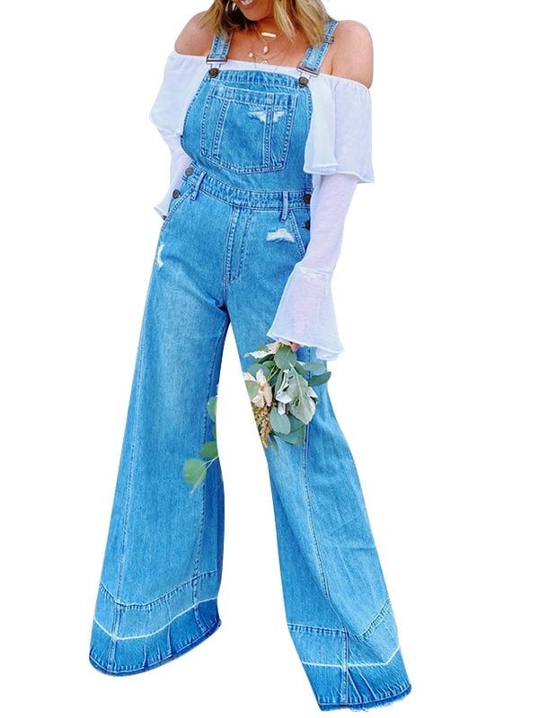 wide leg denim jumpsuit