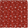 thumbnail image 2 of Christmas Snowflake Shower Curtain Winter Red White Holiday Merry Christmas Happy New Year Festival Fabric Bathroom Curtain with Hook, 2 of 4