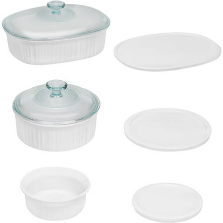 CorningWare French White 8-Piece Round and Oval Baking Casserole Set