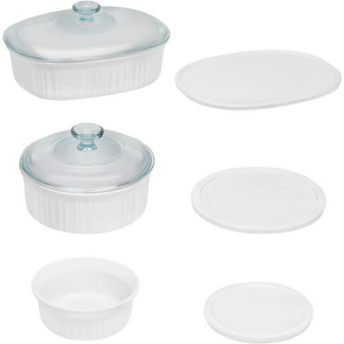 CorningWare French White Round & Oval Baking Casserole Set, 8 Piece