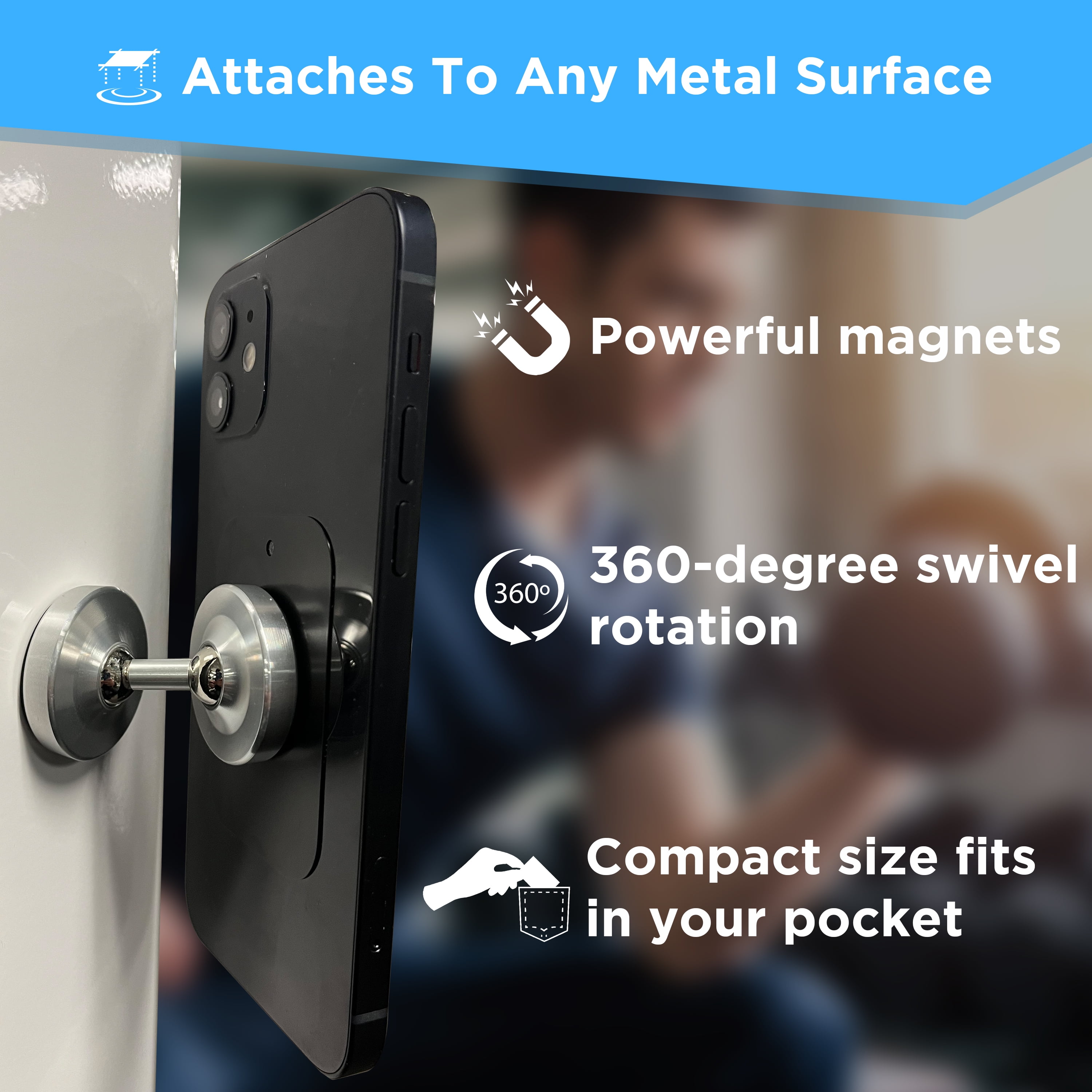 Gym Mate Dual Magnetic Phone Mount & Holder for Gym. Attaches Magnetically to Metal Surface.