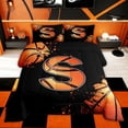 thumbnail image 2 of Homewish Cartoon Basketball Sports Bedding Comforter Set for Kids Boys, Black Orange Monogrammed S Twin Comforter Sets, Black Reversible, 2pcs, 2 of 7