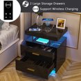 LED Nightstand, 2 Drawers Bedside Tables with Wireless Charging Station