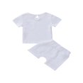 thumbnail image 2 of Pyjamas en Lin pour Bébé Garçon Fille T-Shirt Manches Courtes Hauts Shorts Pantalons Ensemble 2 Pcs Unisexe, 2 of 9
