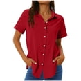 thumbnail image 2 of Saving TASICA Plus Size Women's Button Down Shirts Short Sleeve Blouses Spread Collar Solid Color Shirts Lightweight Quick Dry Workout Athletic Tops for Women with Pocket Moisture Wicking, 2 of 9