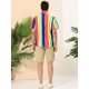 thumbnail image 5 of Camisa a rayas de verano para hombre Lars Amadeus Camisas de rayas verticales de bloque de color de playa con botones de manga corta verde rosa XXL, 5 of 6