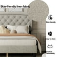 thumbnail image 4 of BTMWAY Full Bed Frame, Full Size Velvet Upholstered Platform Bed with Headboard, Solid Wood Frame, Modern Full Platform Bed Frame Bedroom Furniture, Holds 550lbs, No Box Spring Needed, Blue, 4 of 10
