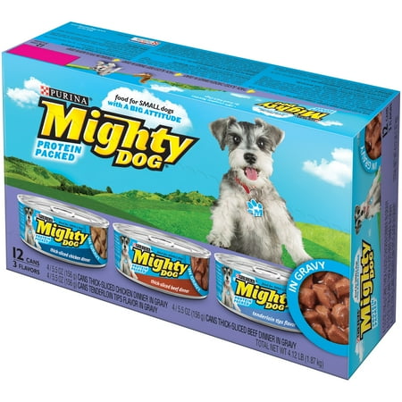 Purina Mighty Dog Dîner de poulet en tranches épaisses en sauce / dîner de boeuf en tranches épaisses en sauce / Tenderloin Conseils saveur en sauce Dog Food Variety Pack 12 à 5,5 onces. Cans