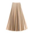 thumbnail image 2 of Joernso Women Midi Skirt Elastic High Waist Satin Pleated Skirt Solid Color Long Skirt Work Leisure Daily Wear, 2 of 8
