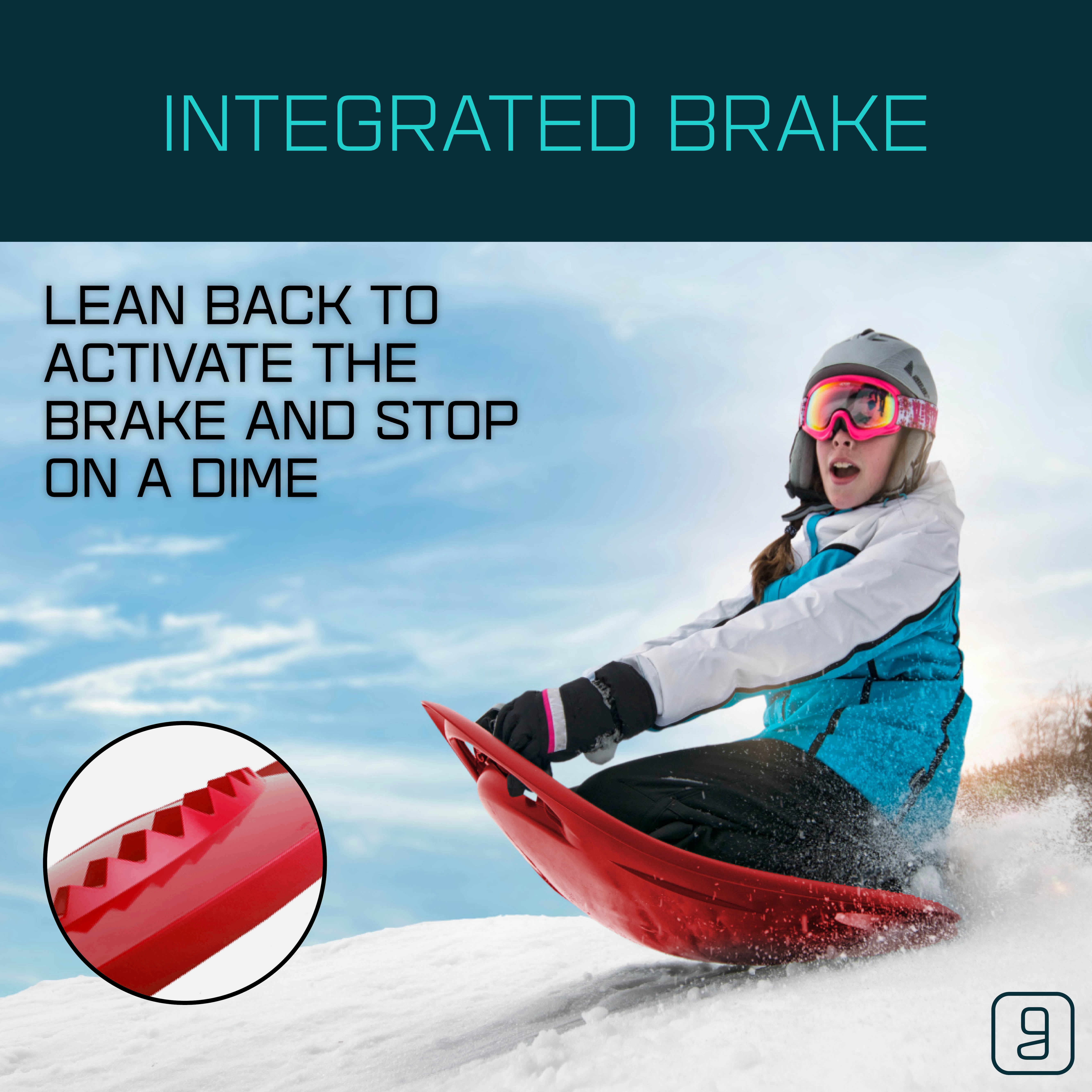 Gizmo Riders Supernova, New Age Snow Sled, with Lean Back Brakes, 200lbs, Ages 3+, Red