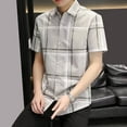 thumbnail image 5 of TNOBHG Men Short Sleeve Shirt Men's Summer Shirt Turn-down Collar Short Sleeve Single-breasted Cardigan Contrast Color Printed Mid Length Soft Breathable, 5 of 8